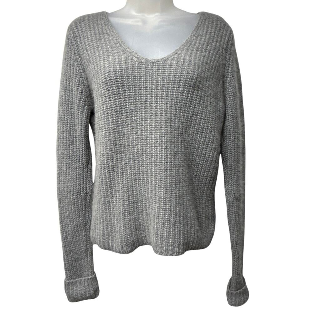 Rosanna Gray 100% Cashmere Sweater Size Large V-Neck Luxury Soft Coastal